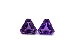 amethyst quartz fancy trillion shape pair gemstones - loose gemstones, amethyst pair for earrings