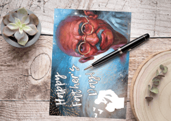 happy  father's day! a digital greeting card with the leader mahatma gandhi.