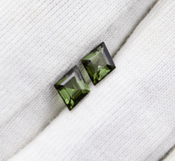 green tourmaline faceted lozenge cut pair shape gemstones - loose gemstones, semi precious gemstones