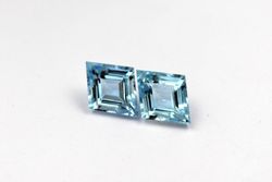 aquamarine lozenge cut pair faceted gemstones - loose gemstones, semi precious gemstones aquamarine for earring