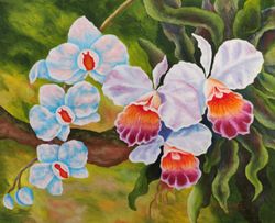 orchid painting oil, flowers painting, flower canvas art, orchid wall art, original art orchid artwork by inna esina