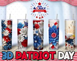 3d tumbler wrap blue white red floral, sublimation, patriotic day 300dpi straight skinny 20 oz tumbler wrap, america eag