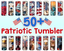 patriotic 4th of july tumbler wrap png bundle, patriotic highland cow png, eagle png, 3d flowers 20 oz skinny tumbler pn