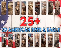 3d american deer and eagle tumbler png bundle, memorial day skinny tumbler png, 20oz straight and tarpered, instant down