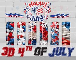 3d patriotic tumbler wrap bundle design, 3d american flag tumbler design, 3d floral 4th of july tumbler design png, inst