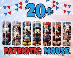 3d mouse 4th of july tumbler sublimation design, cartoon 20 oz skinny straight & tapered tumbler, tumbler wrap png, inst