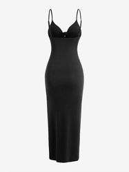 sexy spaghetti strap ribbed knot cutout side split maxi dress women's clothing