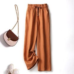 tencel cotton linen wide-leg pants casual all-match straight-leg pants