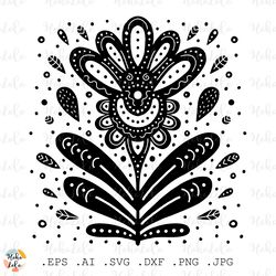 flower svg, flower linocut, flower silhouette, flower cricut, flower stencil dxf, flower clipart png