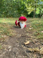 mushroom gnome. fly agaric. mushroom ornament. vintage mushroom gnome. cute gnome. autumn fly agaric.