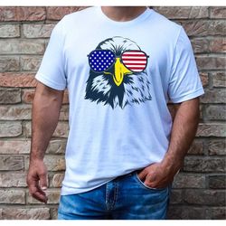 patriotic bald eagle with sunglasses, american flag sunglasses, 4th of july shirt, eagle with american flag sunglasses s