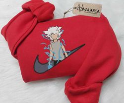 anime embroidered sweatshirt, nike x killua and gon embroidered sweatshirt, unisex embroidered sweatshirt, anime t shirt