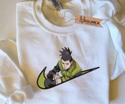anime embroidered sweatshirt, shikamaru naruto x nike embroidered sweatshirt, unisex embroidered sweatshirt, anime shirt