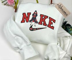 inspired anime embroidered sweatshirt, nike x itachi embroidered sweatshirt, brand anime embroidered hoodie