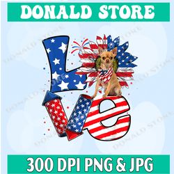4th of july decor patriotic love chihuahua dog usa flag png, png high quality, png, digital download
