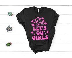 lets go girls cowboy hat shirt, cowboy hat shirt, nashville shirt, pink leopard cowboy