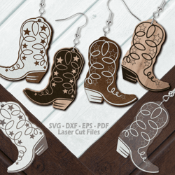 cowboy boot earrings svg bundle | laser cut files | western s earrings svg | earring glowforge files | cricut