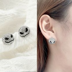 disney nightmare before christmas earring luxury full rhinestone earring jack skellington crystal piercing jewelry