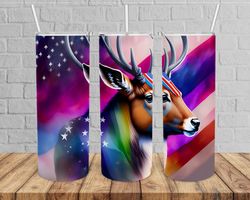 colorful deer hunting tumbler, colorful deer tumbler, colorful deer skinny tumbler