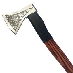 handmade viking axe , carbon steel and ash wood axe ,splitting axe ,hatchet axe ,over all length 17 inches ,