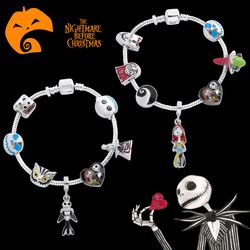 disney beads bracelet nightmare before christmas jack skellington sally pendant charms halloween bracelet