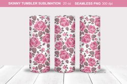 watercolor roses seamless tumbler wrap | tumbler sublimation