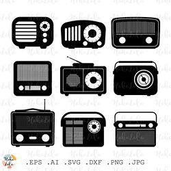 old vintage radio svg, vintage radio silhouette, vintage radio clipart png, vintage radio stencils