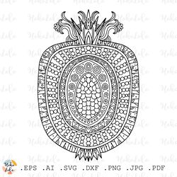 pineapple coloring page pdf, pineapple cricut svg, pineapple clipart png, pineapple line art png