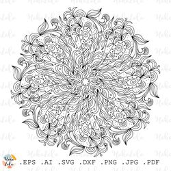 floral mandala coloring page pdf, floral mandala pattern svg, floral mandala cricut, floral mandala line art, clipart