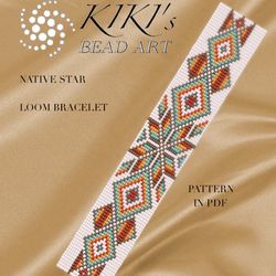 native star loom bracelet pattern, bead loom pattern design in pdf - instant download