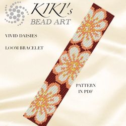 vivid daisies loom bracelet pattern, loom pattern design in pdf  instant download