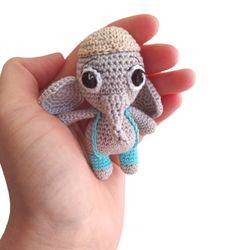 crochet pattern: sam the tiny stuffed toy elephant in a cap, amigurumi doll