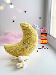 crochet plush moon pillow amigurumi pattern / crochet pattern / pdf pattern / pregnancy gift / moon ornament / pillow