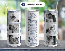 family photo tumbler, family photo vintage flowers skinny tumbler, family photo flowers wrap seamless skinny tumbler