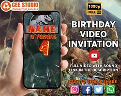 jurassic world video invitation, jurassic park animated invitation, dinosaur animated video, jurassic world party