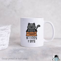 cat if i fits i sits mug, cat owner mug, pet cat m