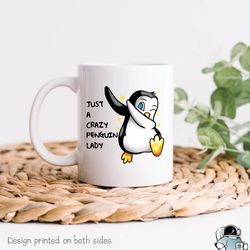 crazy penguin lady mug, penguin gift, penguin