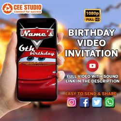 cars invitation birthday video invitation cars kid personalized birthday custom video birthday invitation boy party