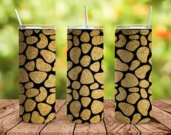 gold giraffe animal tumbler, giraffe animal straight skinny tumbler, gold giraffe animal wrap seamless skinny tumbler