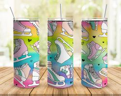 groovy ice skates tumbler, groovy ice skates straight skinny tumbler, groovy ice skates wrap seamless skinny tumbler