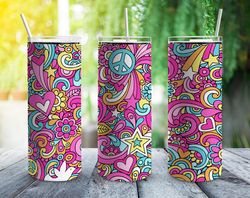 hippie psychedelic tumbler, hippie psychedelic straight skinny tumbler, hippie psychedelic wrap seamless skinny tumbler