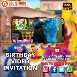 sesame street animated video invitation hd with 2 versions to choose from