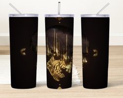 gold skull tumbler, gold skull skinny tumbler