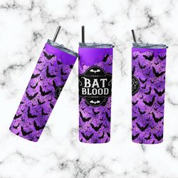 bat blood tumbler, bat blood straight tapered wrap skinny tumbler, bat blood halloween sublimation wrap skinny tumbler