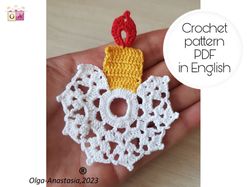 candle christmas crochet pattern ,  christmas pattern , crochet pattern , irish crochet , motif crochet .