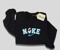 nike x eve embroidered sweatshirt, cartoon brand character embroidered sweatshirt, custom brand embroidered sweatshirt