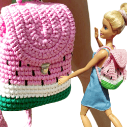 crochet pattern: watermelon backpack suitable for both dolls and adults (or kids)