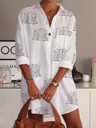 women's blouses knee length linen blouses loose neck button pocket casual blouses