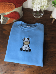 cute cow embroidered sweatshirt, gift for cow lovers and farmers, animal embroidered sweatshirt, cute animals sweatshirt