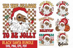 black santa christmas bundle svg png black santa christmas bundle svg png